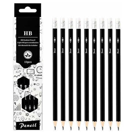12 Pre-Sharpened HB Soft Wood Cased Pencils