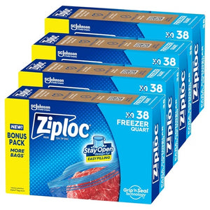 Pack of 152 Ziploc Quart Food Storage Freezer Bags