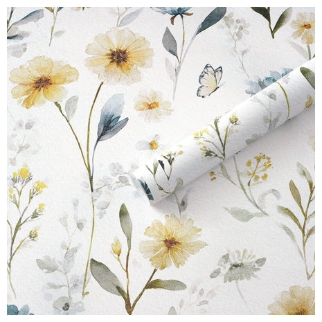 17.3" X 6.56' Watercolor Floral Peel And Stick Wallpaper