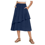 Women's Tiered Midi Skirt with Pockets