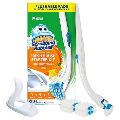 Scrubbing Bubbles Toilet Bowl Cleaning System with 1 Wand + 4 Refills + 1 Stand