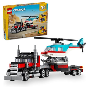 LEGO Creator 3-in-1 Flatbed Truck with Helicopter Building Toy Kit