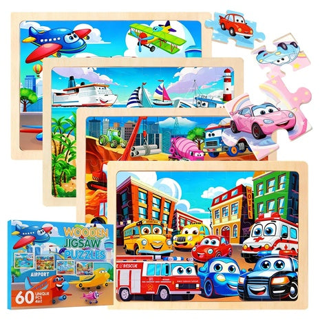 4 Wooden Jigsaw Puzzles