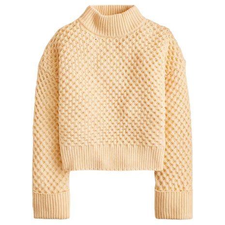 Women's Honeycomb Mockneck Sweater in Wool Blend