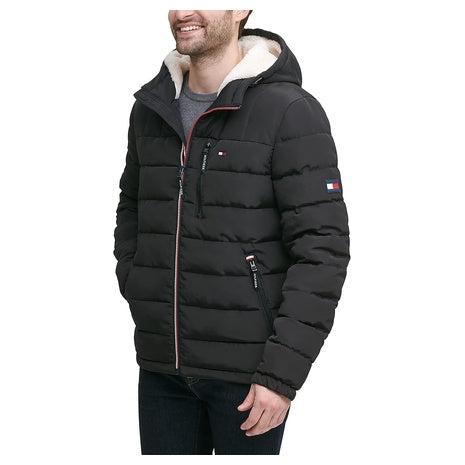 Tommy Hilfiger Men’s Sherpa Lined Hooded Puffer Jacket & $3.40 Amazon Credit!