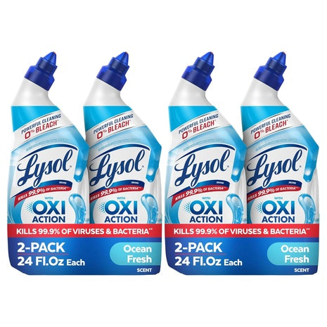 4 Bottles Lysol Oxi Action Toilet Bowl Cleaner Clinging Gel