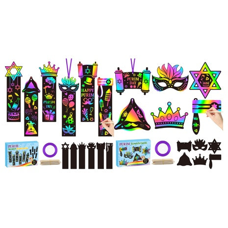 60 Purim Scratch Art Bookmarks or Cards