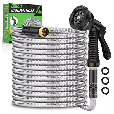 50ft Heavy Duty Garden Hose W/ 10 Functional Nozzles