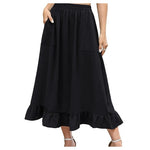 Women's High Waist Tiered Midi Skirt with Pockets (8 Colors)