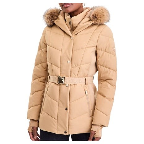 Michael Kors Women's Faux Fur Trim Hooded Puffer Coat