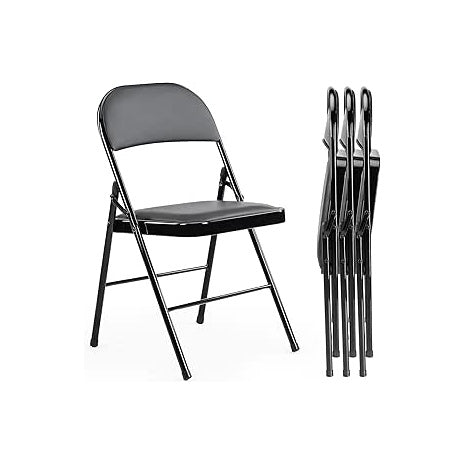 4 Leather Padded Folding Chairs