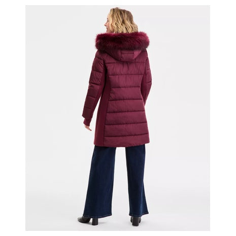 Michael Kors Women's Faux Fur Trim Hooded Puffer Coat