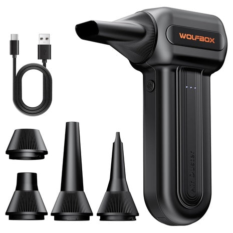 3-Speed Wolfbox MF60 Electric Compressed Air Duster W/ 5 Nozzles