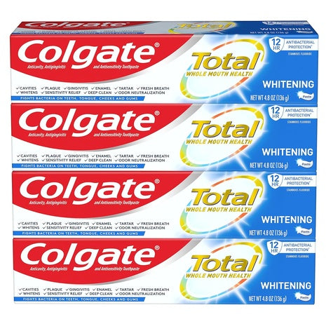 4 Colgate Total Whitening Mint Toothpastes (4.8oz)