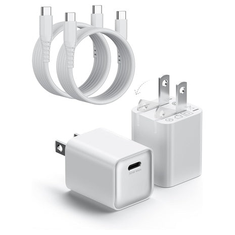 2-Pack 30W USB-C GaN Wall Charger Block With GaN III Tech & Cables