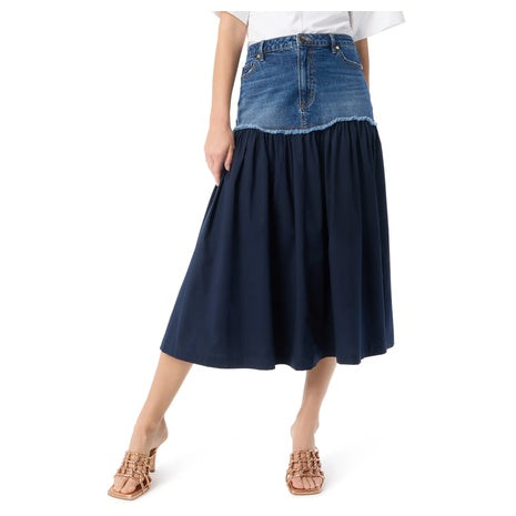 Combo Tiered Denim Maxi Skirt