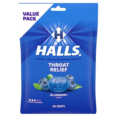 80-Count Halls Throat Relief Blueberry Cough Drops
