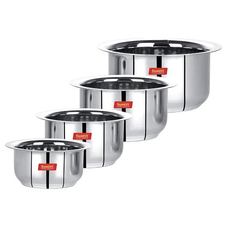 4-Piece Sumeet Stainless Steel Tope/Patila/Cookware