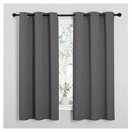 2-Panels 42"W X 63"L Nicetown Grey Blackout Curtains