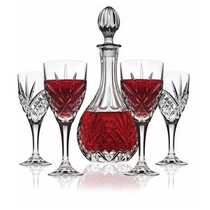 5-Piece Godinger Dublin Crystal Wine Decanter & Goblet Set