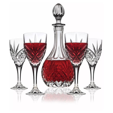 5-Piece Godinger Dublin Crystal Wine Decanter & Goblet Set