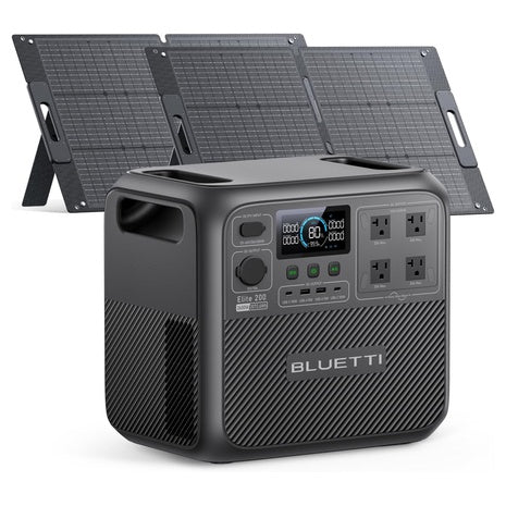 BLUETTI Elite 200 V2 Solar Generator With (2) 100W Solar Panels