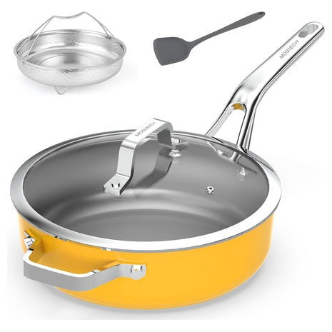 10-in-1 4QT Ceramic Nonstick Deep Saute Pan Set