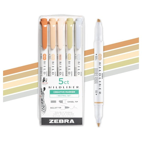 5-Pack Zebra Mildliner Dual-Tip Highlighters