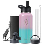 32 oz Insulated Water Bottle with Straw & 3 Lids
