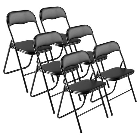 6 Padded Folding Chairs with Metal Frame
