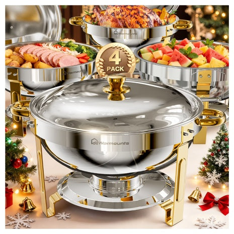 4-Pack 5QT Warmounts Gold Chafing Dish Buffet Set
