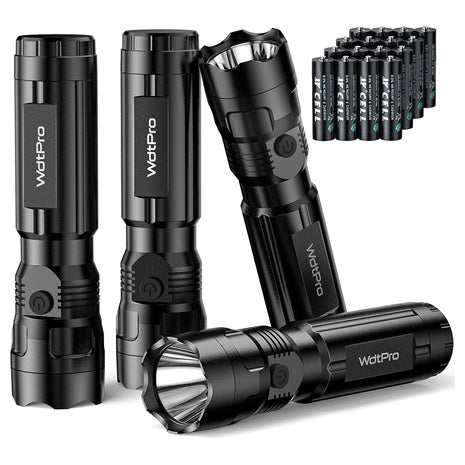 4 LED Flashlights with Batteries
