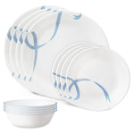 12-Piece Corelle Blue Ribbons Glass Dinnerware Set