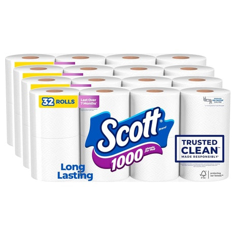 64 Rolls Scott 1000 Trusted Clean Toilet Paper