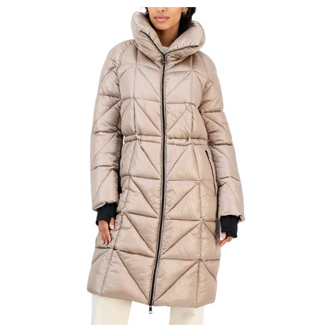 BCBG Women's Quilted Thumbhole Cuff Puffer Coat