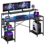Bestier 55" Gaming Desk With LED Light & Monitor Stand