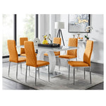 Scottsmoor Modern High Gloss Halo 6 Seater Dining Table Set With Chairs