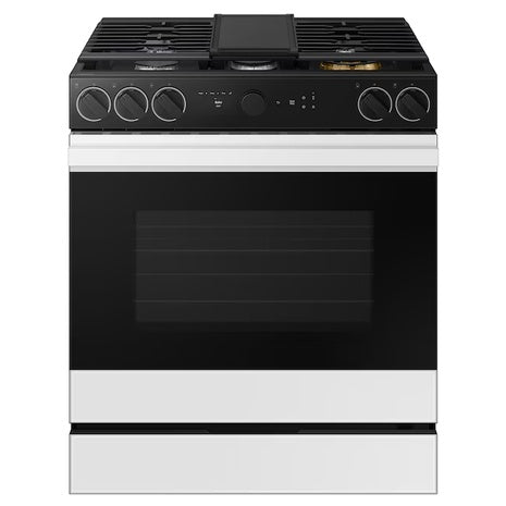 30" Samsung Bespoke 5 Burners 6-cu ft Air Fry Convection Oven Slide-In Natural Gas Range