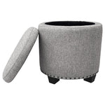 18.5" Round Storage Ottoman With Nailheads