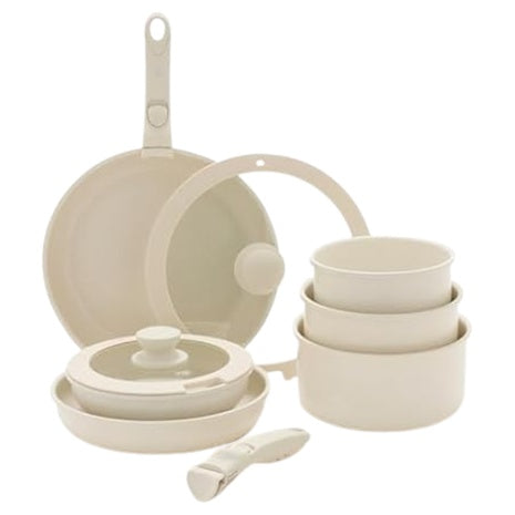 10-Piece GreenLife Nonstick Cookware Set With Detachable Handle