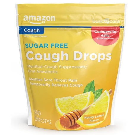 140 Amazon Basic Care Sugar Free Honey Lemon Cough Drops