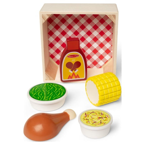 Melissa & Doug Wooden Dinner Picnic Box Play Food Set