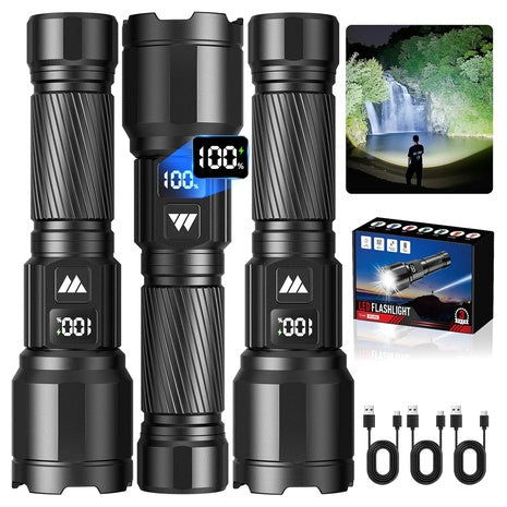 3-Pack Rechargeable LED Flashlights