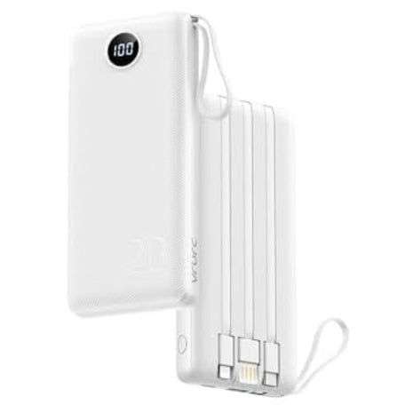 Portable 20000mAh Built-in Cables Fast Charging Power Bank (3 Colors)