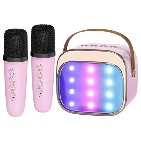 Mini Karaoke Machine with 2 Wireless Microphones