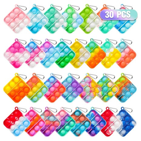 30 Mini Pop Fidget Keychains