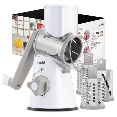 Geedel Rotary Cheese Grater With 3 Blades
