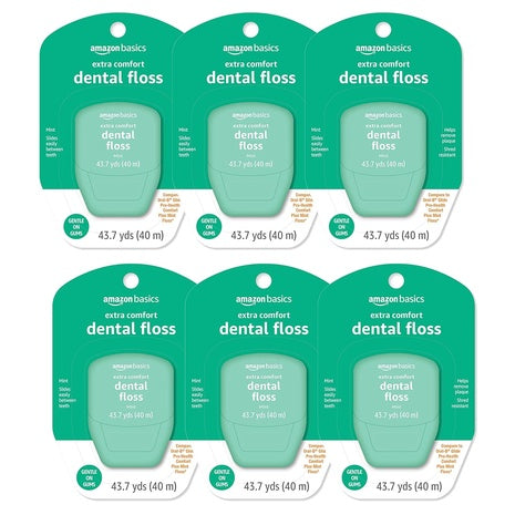 6-Pack Amazon Basics Extra Comfort Mint Dental Floss