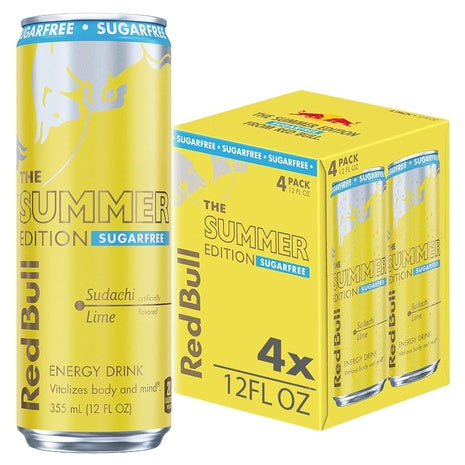 4 Red Bull Summer Edition Sugarfree Energy Drinks (12oz)