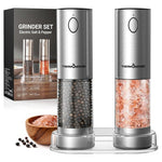 ThermoMaven Electric Rechargeable Salt & Pepper Grinder Set W/ LED Light (Stainless)